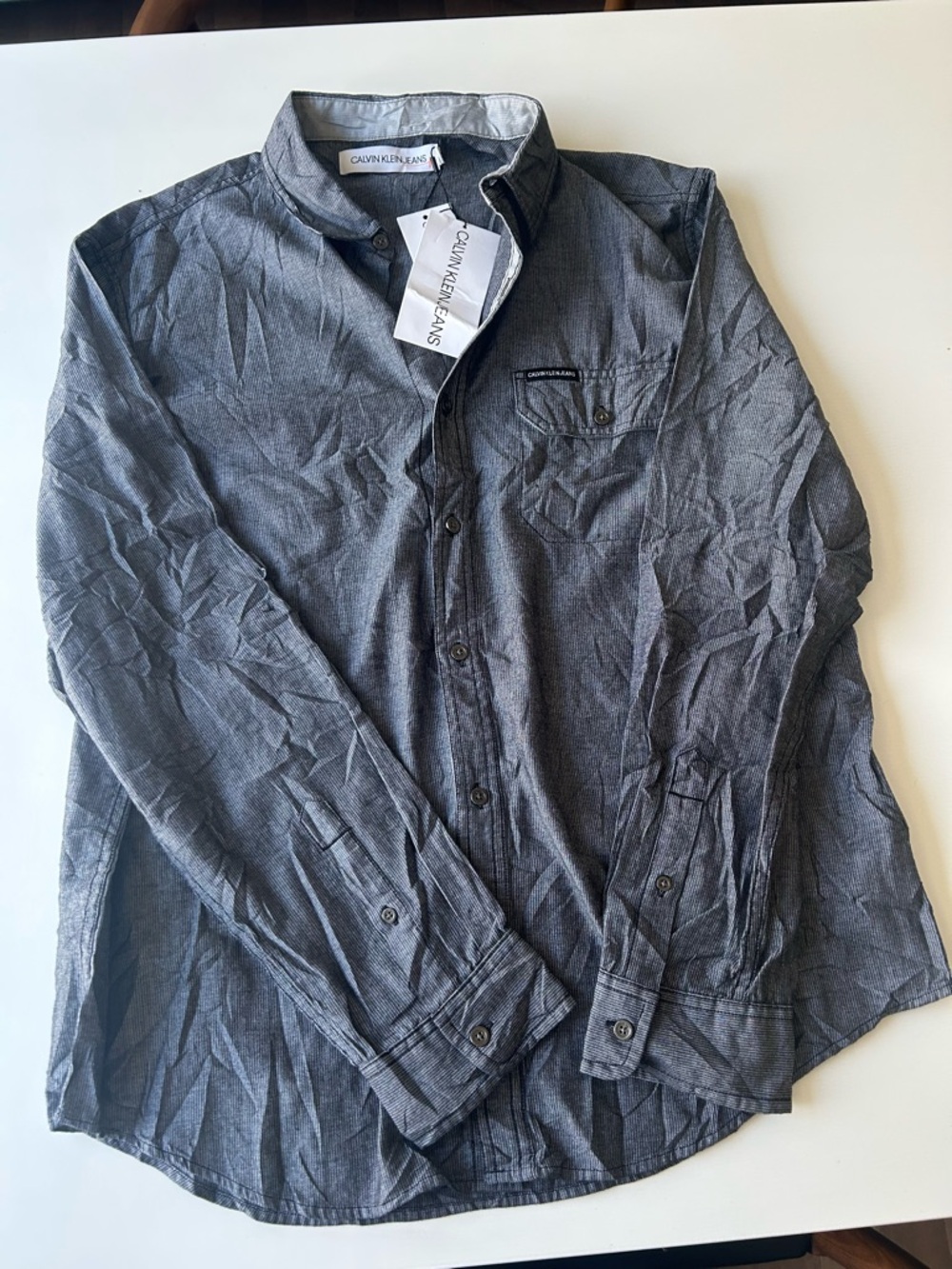 Calvin Klein Jeans Men's Charcoal Gray Lightweight Shirt Jacket